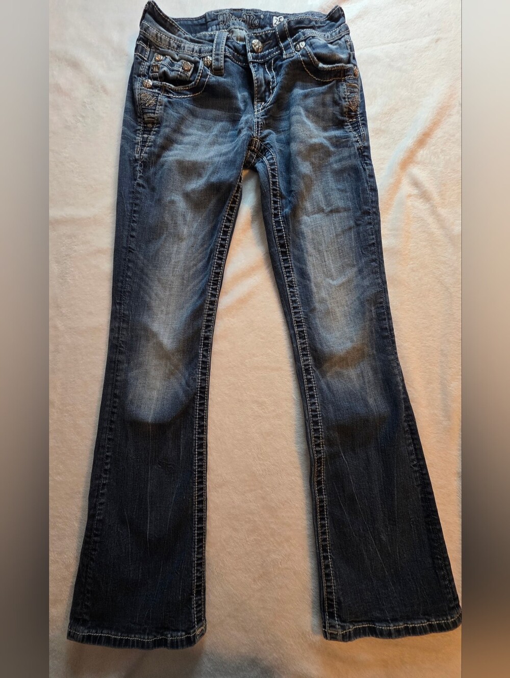 Miss Me Women’s Size 25 Signature Boot Jeans Embellished Distressed